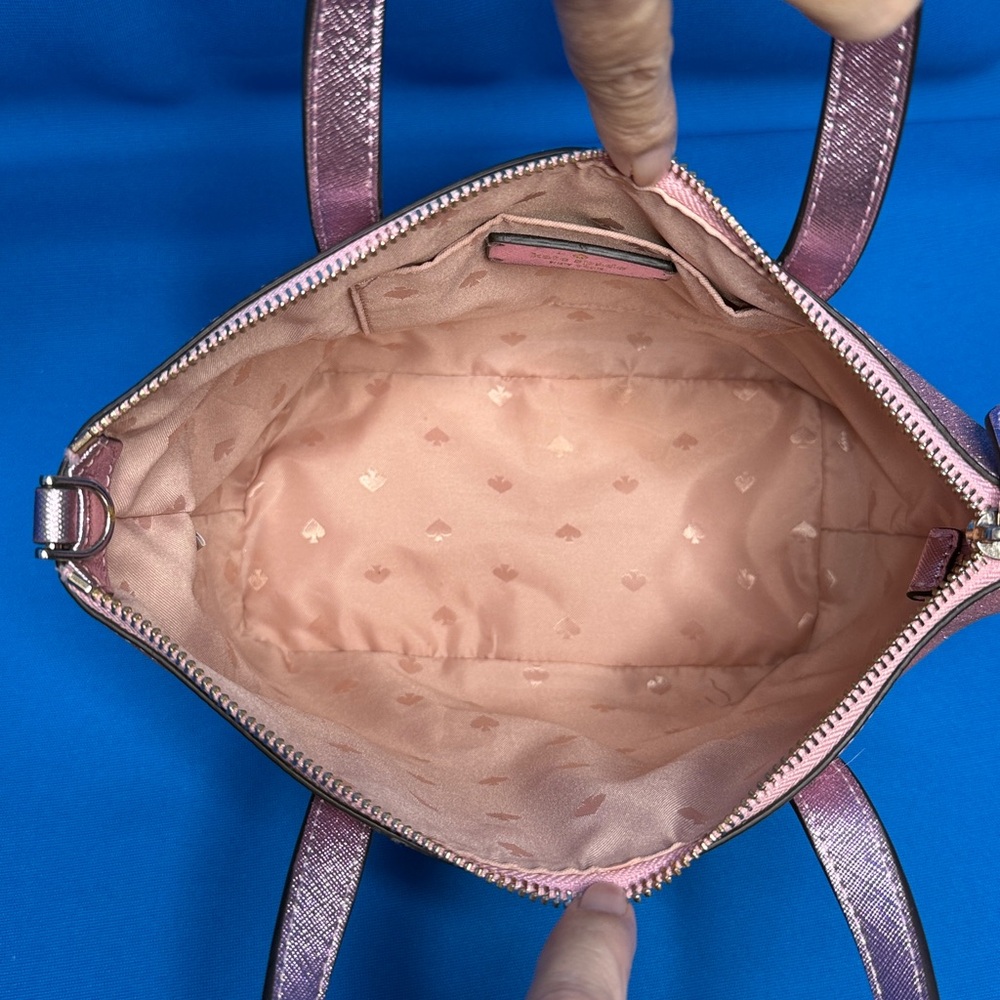 KATE SPADE ♠️ LOLA ROSE PINK GLITTER SHIMMER SPARKLE SATCHEL / HANDBAG / TOTE - Picture 17 of 17